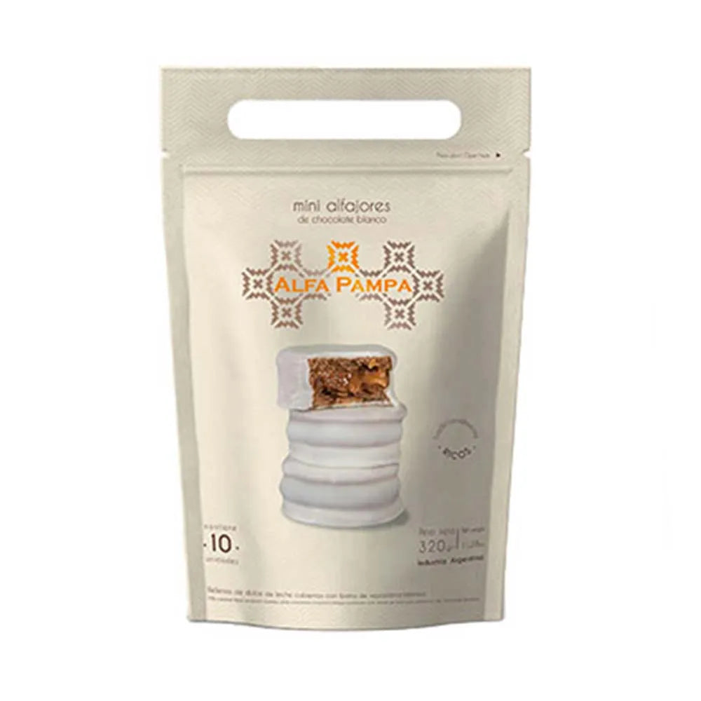 Mini Alfajor Chocolate Blanco Alfa Pampa x10 de 32gr