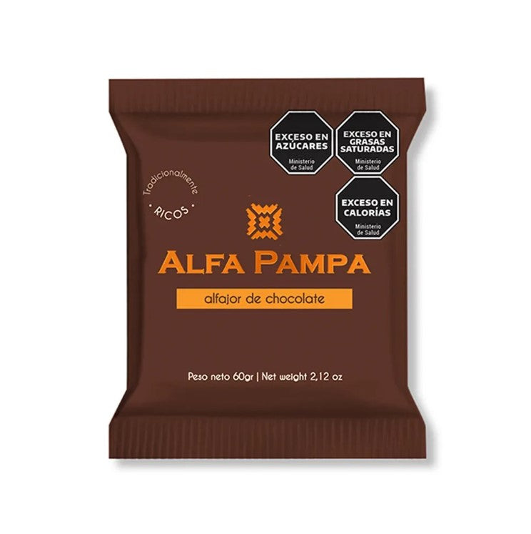 Alfajor Alfa Pampa Chocolate Negro 60 grs - Display x 6 unid