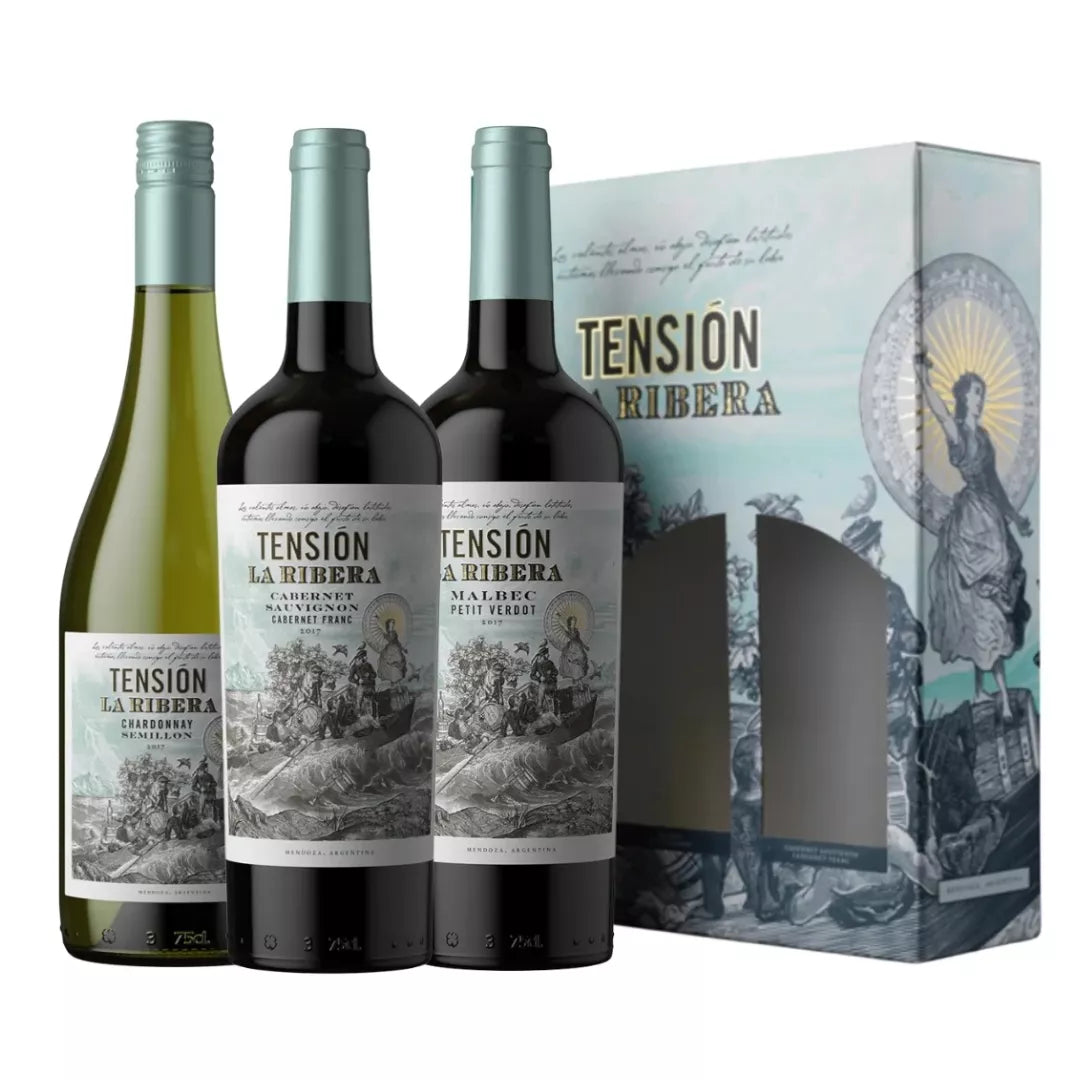 Tension de la Ribera x 3 con estuche (Chardonnay - Malbec y Cabernet Sauvignon) - 750 ml