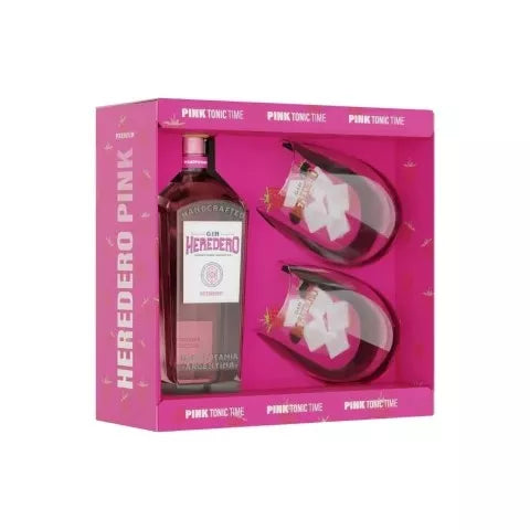 Gin Heredero Pink c /Estuche + 2 Vasos