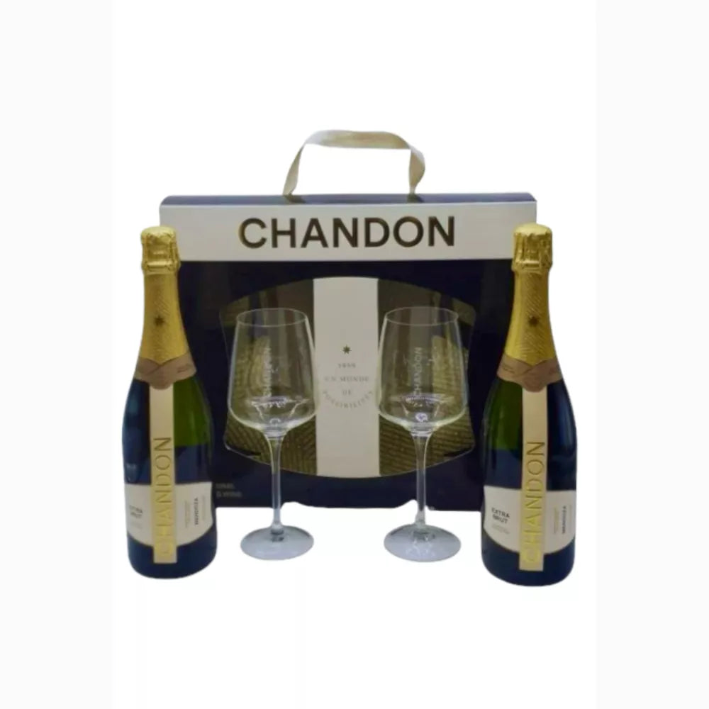 Chandon Extra Brut con Estuche (2 botellas + 2 copas) - 750 ml