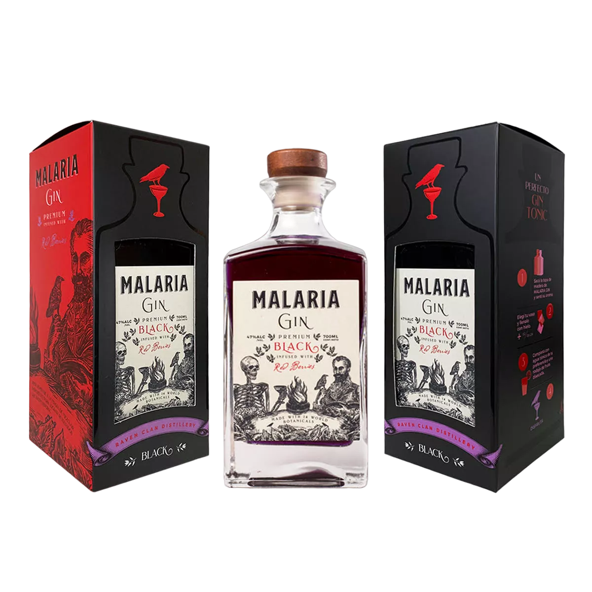 Malaria Gin Black con Estuche - 700 ml